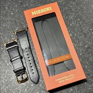 Missoni Black Leather Apple Watch Band